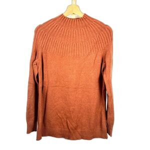 Anthropologie Burnt Orange Wool Blend Mockneck Sweater Sz M EUC